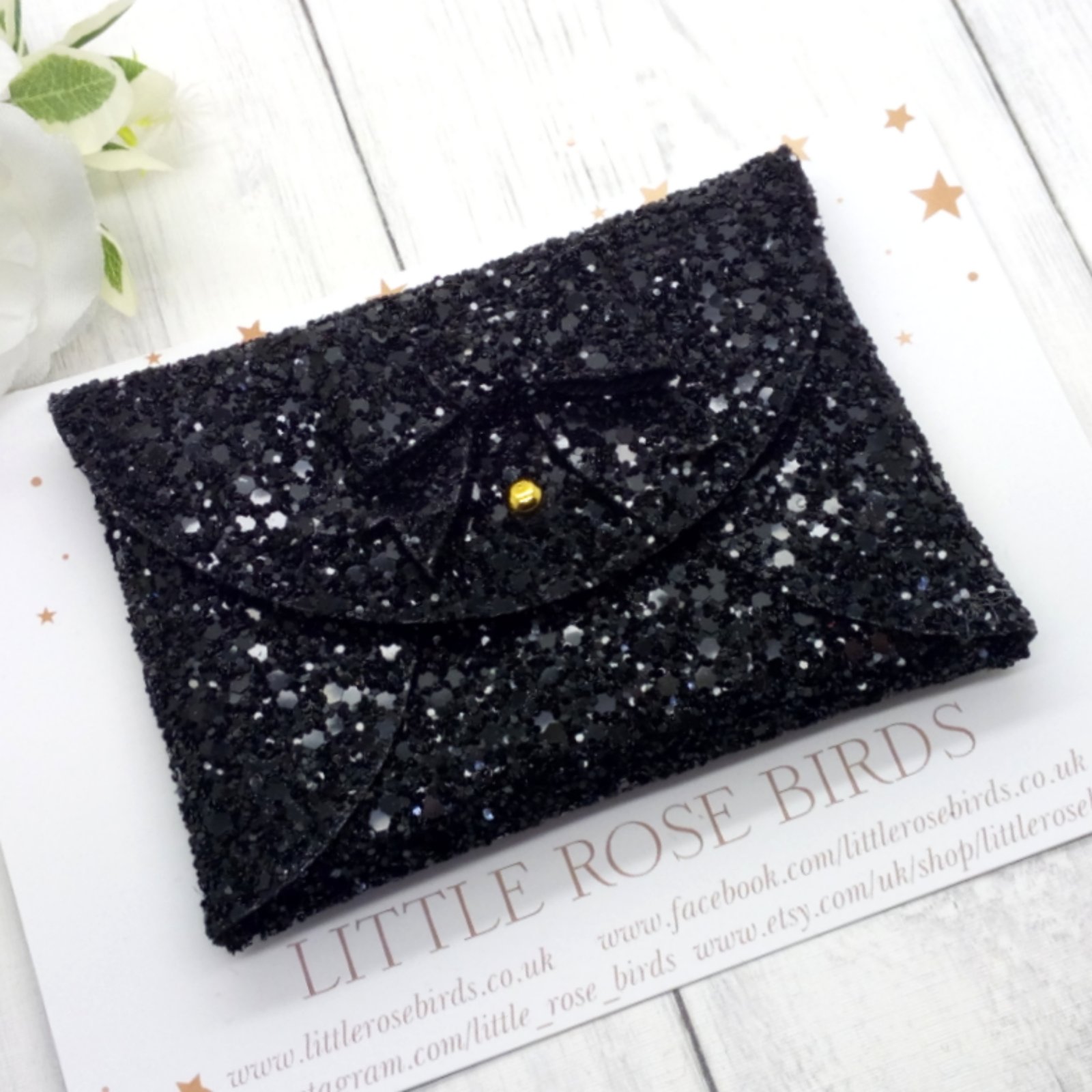 Black Glitter Coin Purse | Little Rose Birds