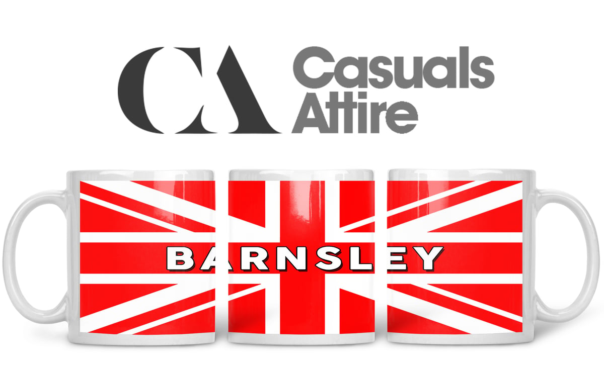 Barnsley football, casuals, ultras, fully wrapped mugs in various designs.