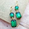 Lovely Best Selling Emerald Bridal Earrings Vintage Emerald Green Jewelry