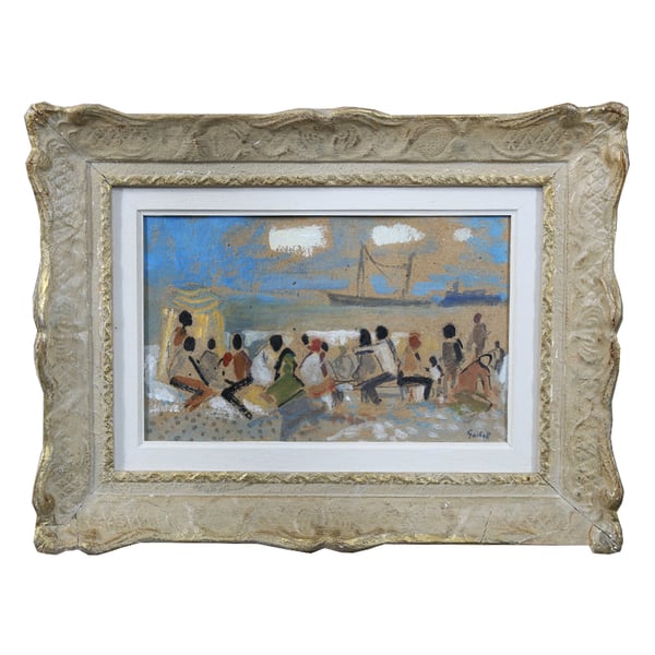Image of French Painting, 'Friends on the Shore,' Alexandre Sascha GARBELL (1903-1970)