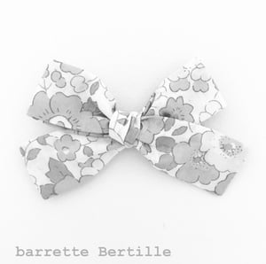 Image of Barrette coton bleu & roses roses