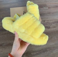 Fluff Yeah Inspired Slides for Women (Yellow)