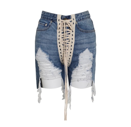 Image of LACE UP DENIM SHORTS