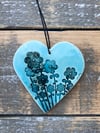 Teal floral heart