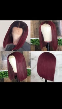 Lace Closure/Frontal Wig Burgundy Lace 150/180 density Colored Ombre Human Hair Wigs Red Hair Straig