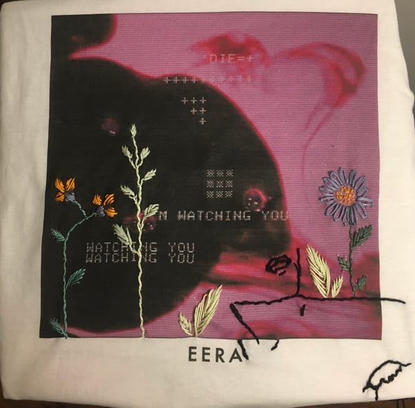 Image of Embroidery T-shirt (Woman and Flowers, size XL)