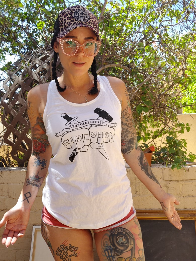 Image of Olde City Sideshow White Racer Back Tank Top