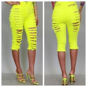 Image of Neon shredded shorts 