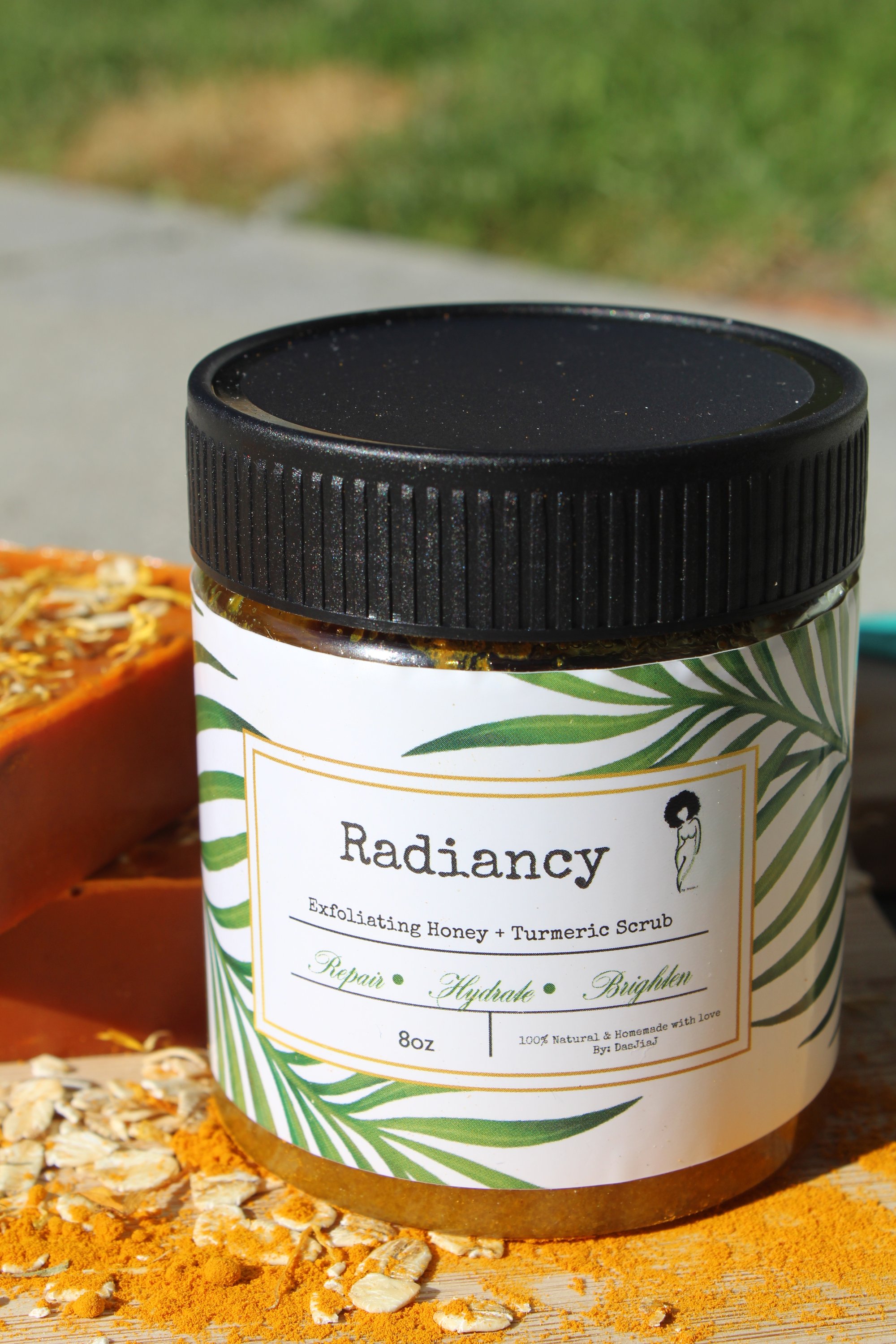 “ℝ𝕒𝕕𝕚𝕒𝕟𝕔𝕪 “ Turmeric, Honey , Lavender, Lemon Facial / Body Scrub