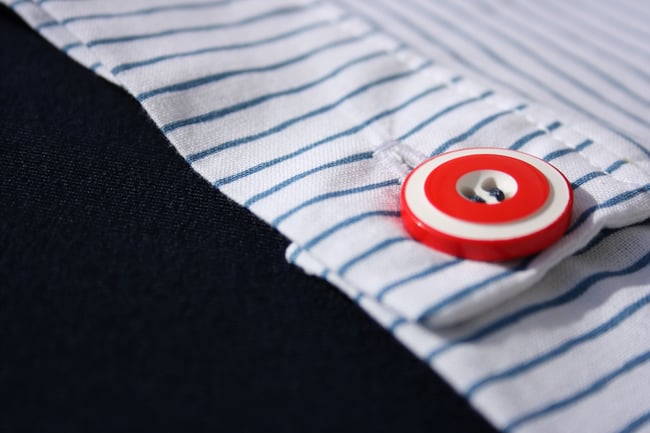 Jupe rayée bouton orange