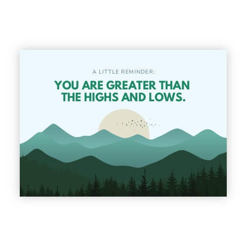 Image of Diabetes Postcard "You Are Greater Than The Highs And Lows"