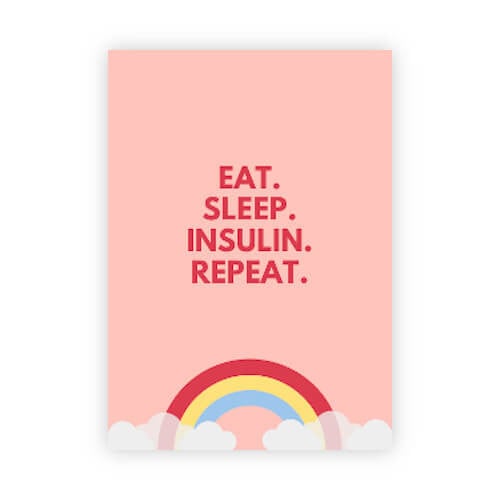Image of Diabetes Postcard "Eat. Sleep. Insulin. Repeat."