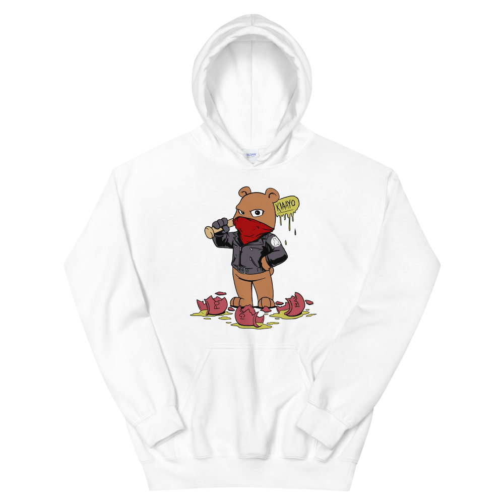 Image of Bear “Mask On” With A Bat Hoodie