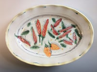 Image 1 of large oval platter with hot peppers