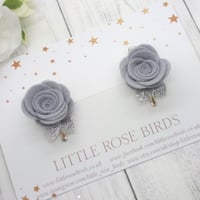 Image 1 of CHOOSE YOUR COLOUR - Medium Felt Rose Pigtail Clips - Choice of 52 Colours