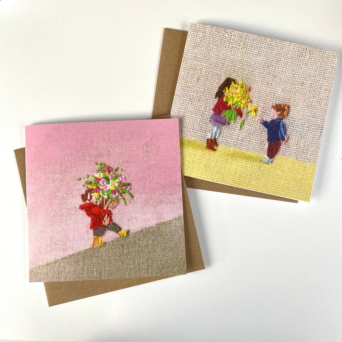 Image of Set of 6 ‘Embroidered’ Luxury Greetings Cards