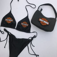 Image 2 of Black Harley Davidson Patch Bikini Set