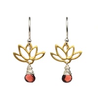 Image 1 of Tiny Lotus Garnet Earrings