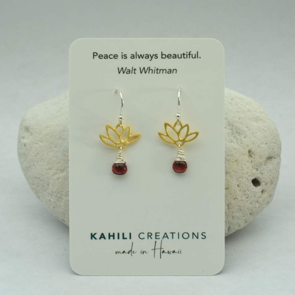 Image of Tiny Lotus Garnet Earrings