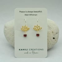Image 3 of Tiny Lotus Garnet Earrings
