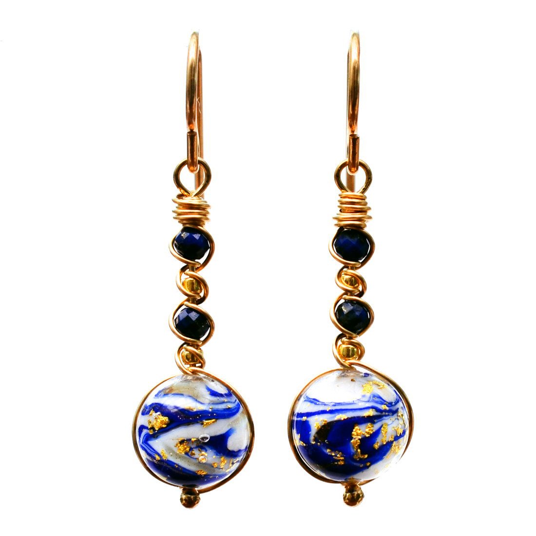 Image of Blue swirled glass earrings 