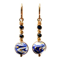 Image 1 of Blue swirled glass earrings 