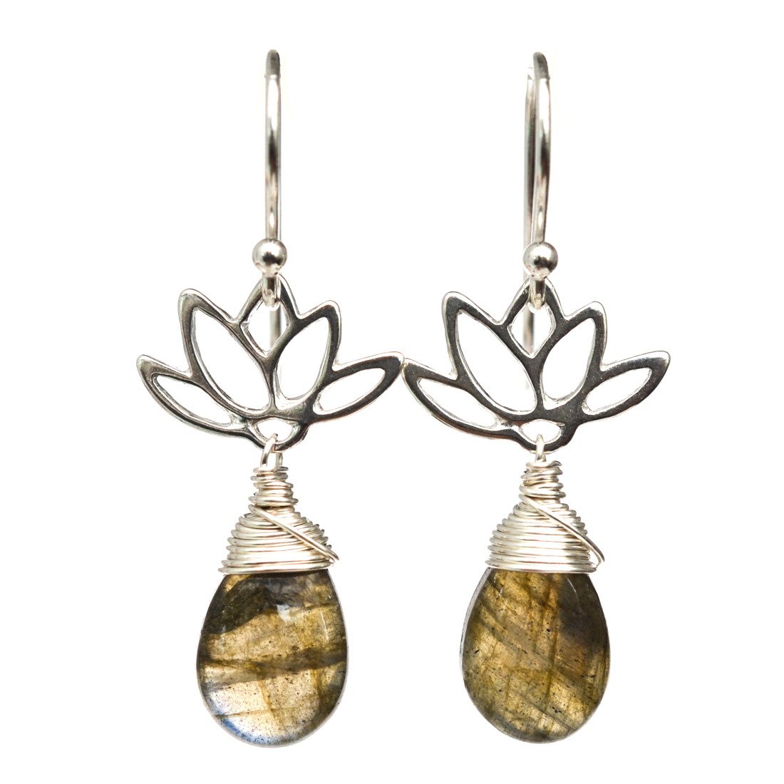 Image of Labradorite Lotus Blossom Earrings 