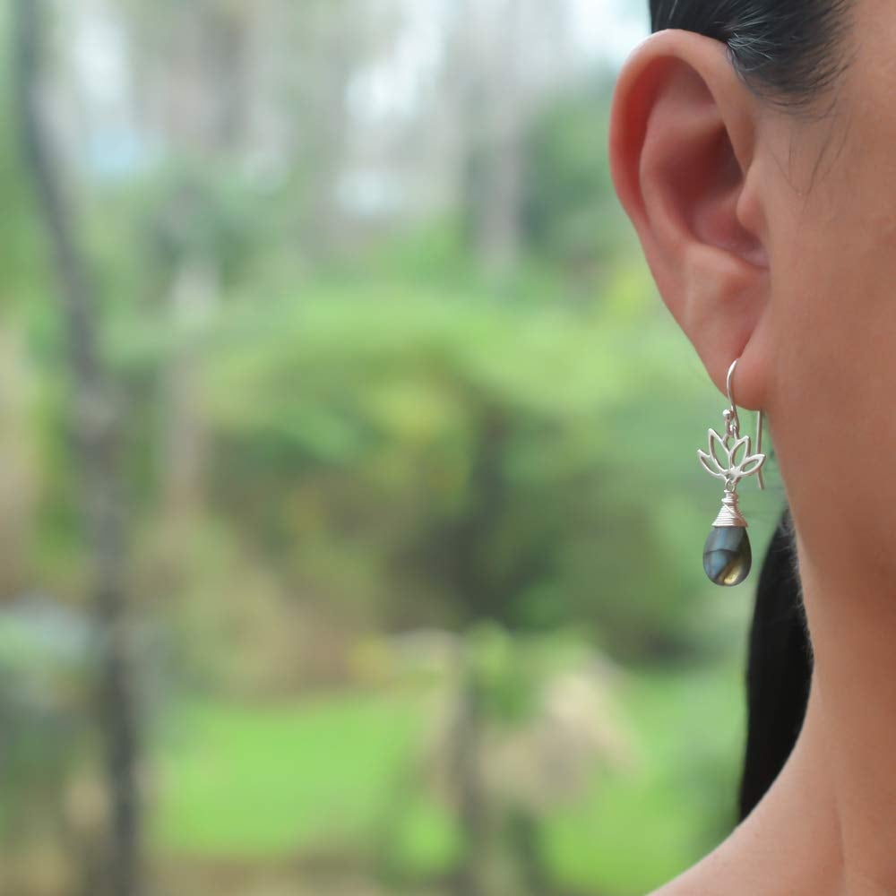 Image of Labradorite Lotus Blossom Earrings 
