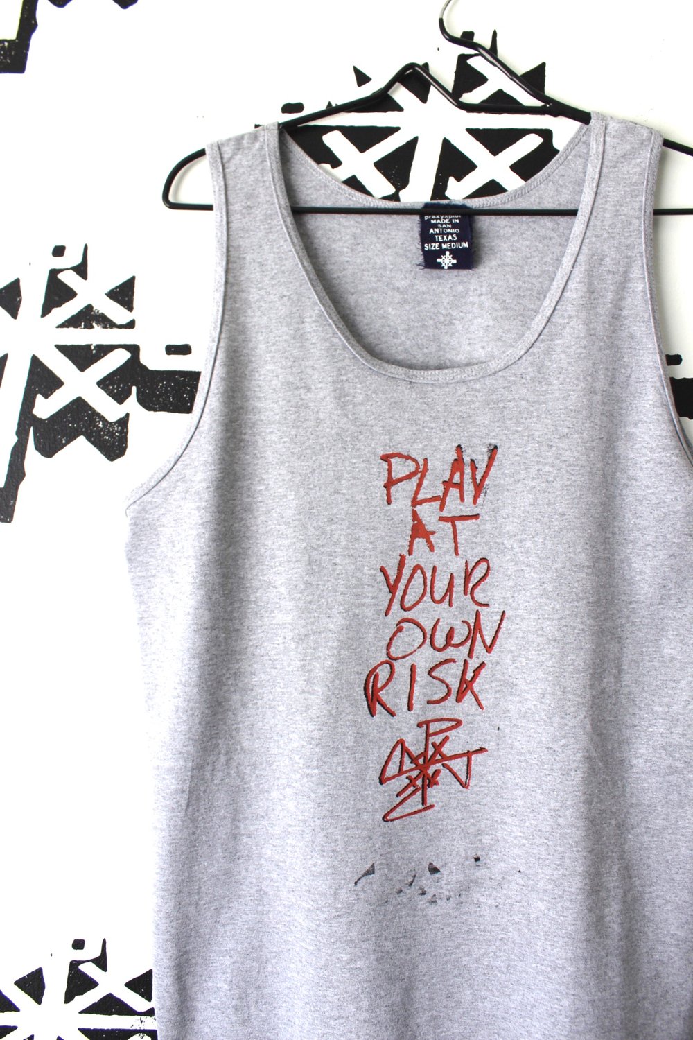 play at your own risk tank in gray 