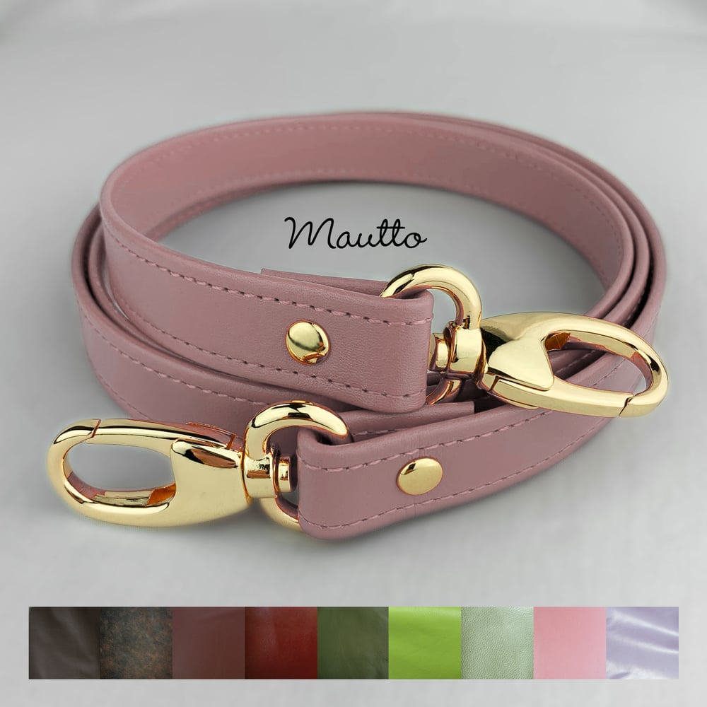 Image of ON SALE! Genuine Leather Bag Strap - 3/4" Wide with Gold #17B Clips - Choose Length & Leather Color