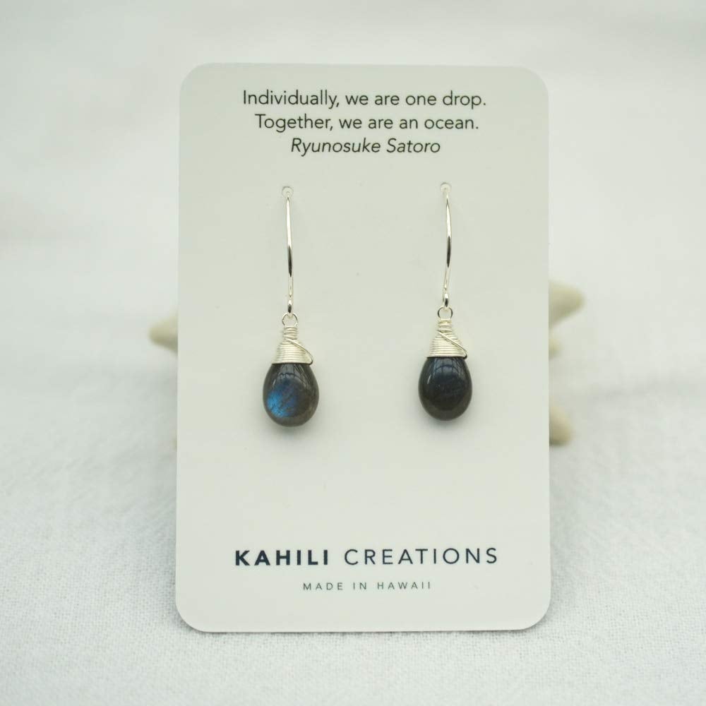 Image of Labradorite Earrings Lotus Ear Wire