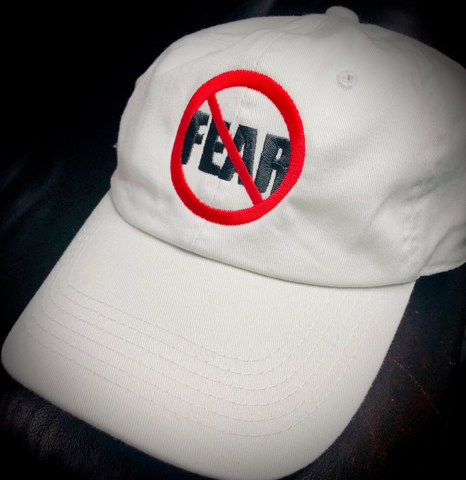 White No Fear Here Dad Cap