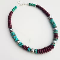 Image 2 of Turquoise, Ruby, & Tahitian Pearl Necklace