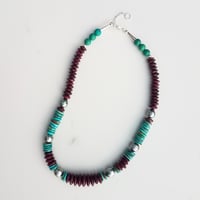 Image 3 of Turquoise, Ruby, & Tahitian Pearl Necklace
