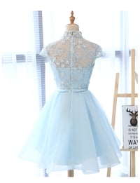 Image 2 of Light Blue Cute Short Simple Party Dress, Light Blue Teen Formal Dress