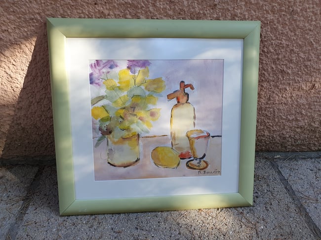 Bouquet et flacon (aquarelle)