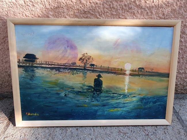 Coucher de soleil sur la baie en Birmanie