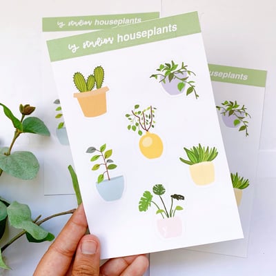 Image of houseplants sticker sheet