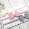 SET OF 3 White/Ascot/Turtle Bows on Headbands or Clips