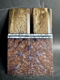 Image 2 of Giraffe Bone & Blue Redwood Burl Segmented Knife Scales