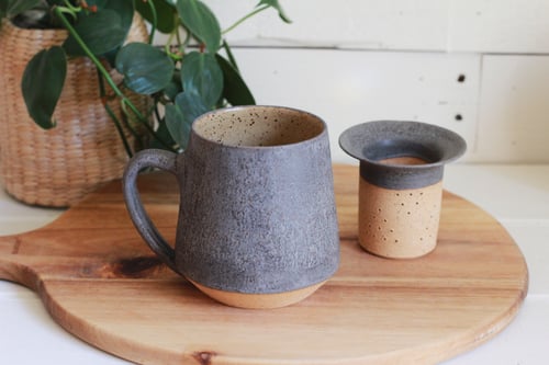 Image of Matte Charcoal Mug & Tea Infuser Set