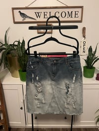 Image 1 of Ashley Stewart distressed denim skirt