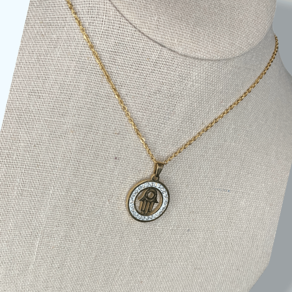 Image of Hamsa Circle Necklace 