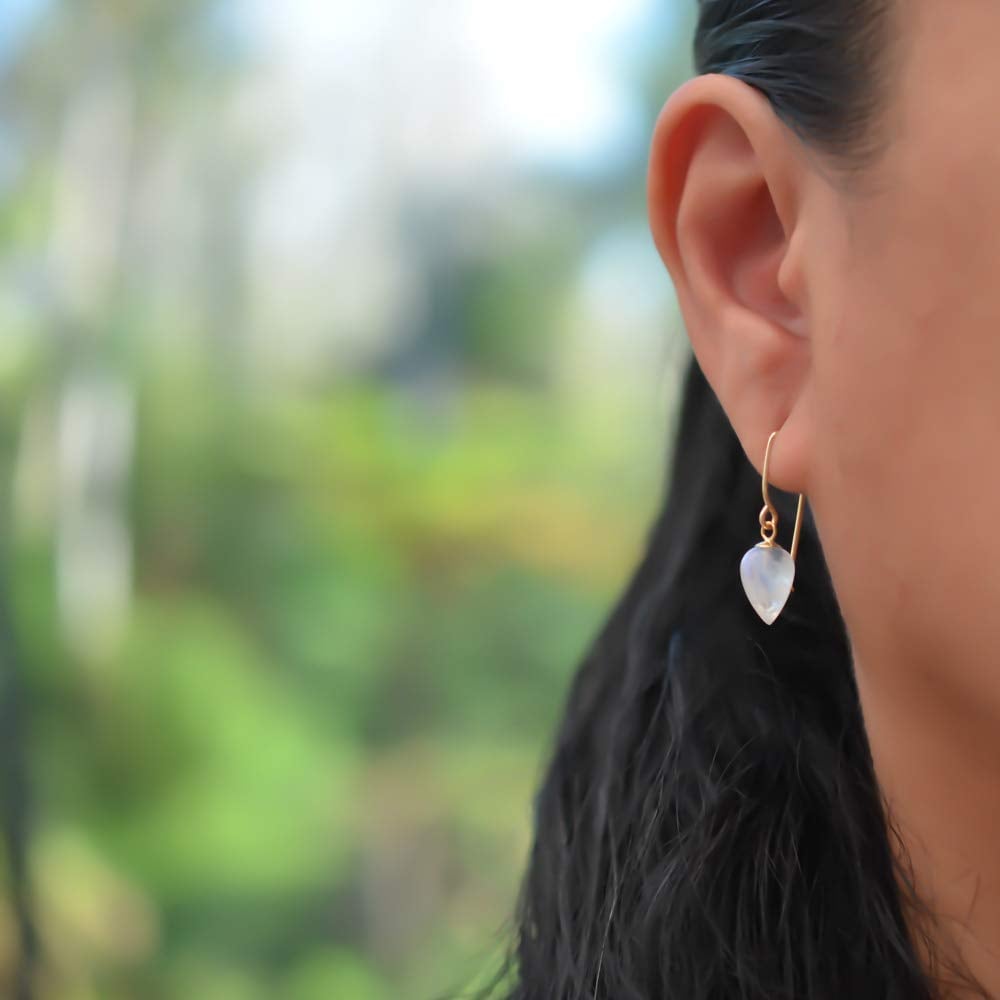 Image of Rainbow Moonstone Acorn Earrings