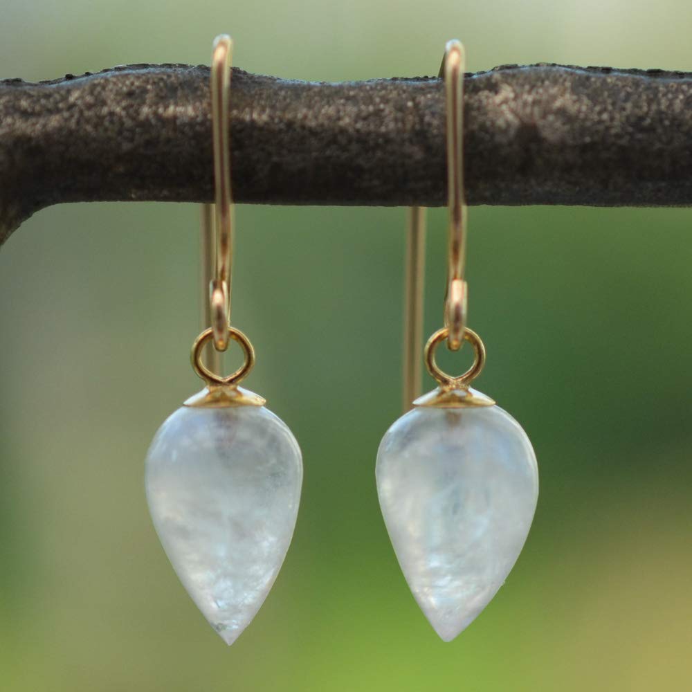 Image of Rainbow Moonstone Acorn Earrings