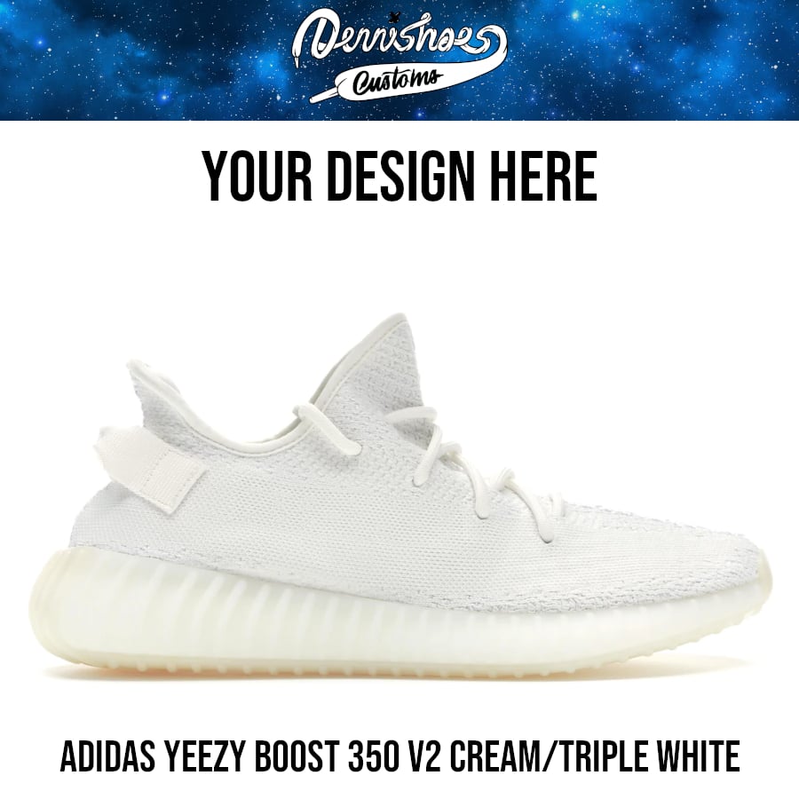 Image of Custom Hand Painted Made To Order Adidas Yeezy Boost 350 V2 Cream/Triple White Shoes (Men/Women)