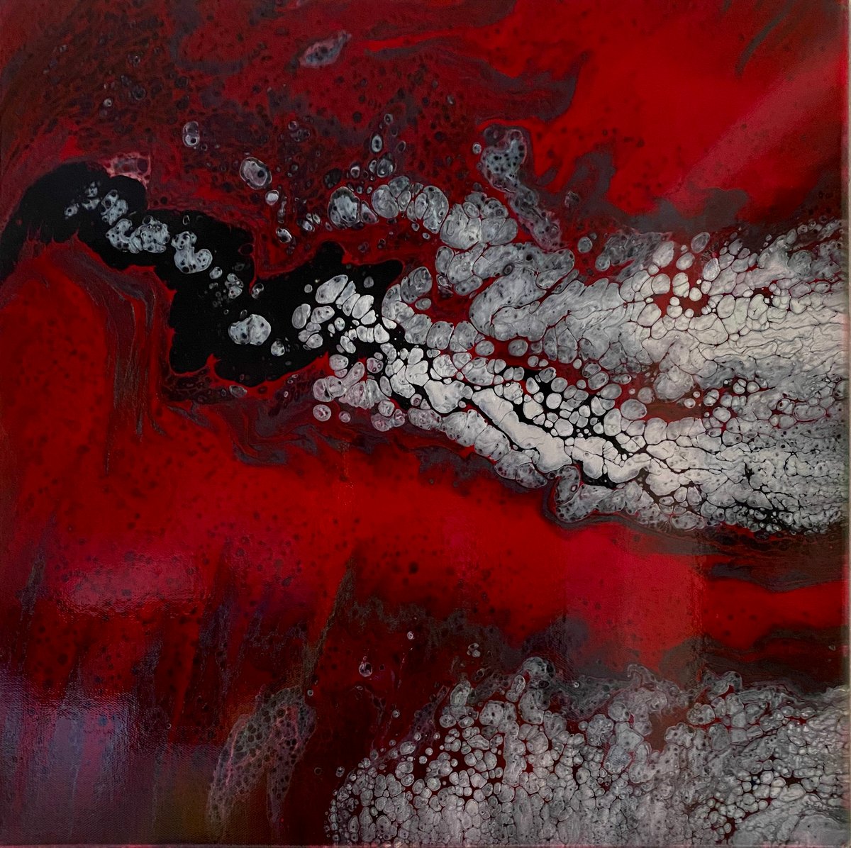 Amazing red/black/silver swirl abstract Kira Reece Art