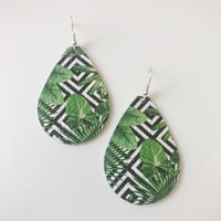 Image 4 of Genuine leather teardrop earrings- Shimmer Stripe OR Spanish Deco