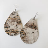 Image 5 of Genuine leather teardrop earrings- Shimmer Stripe OR Spanish Deco