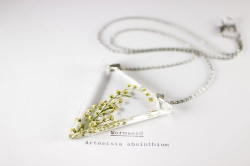 Image of Wormwood (Artemisia absinthium) - Triangular Pressed Pendant #1